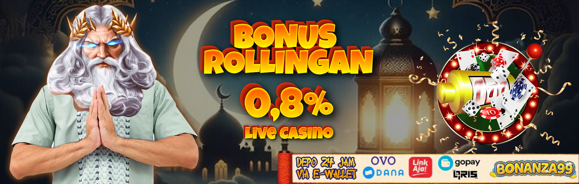 Bonus Rollingan Live Casino 0.8%