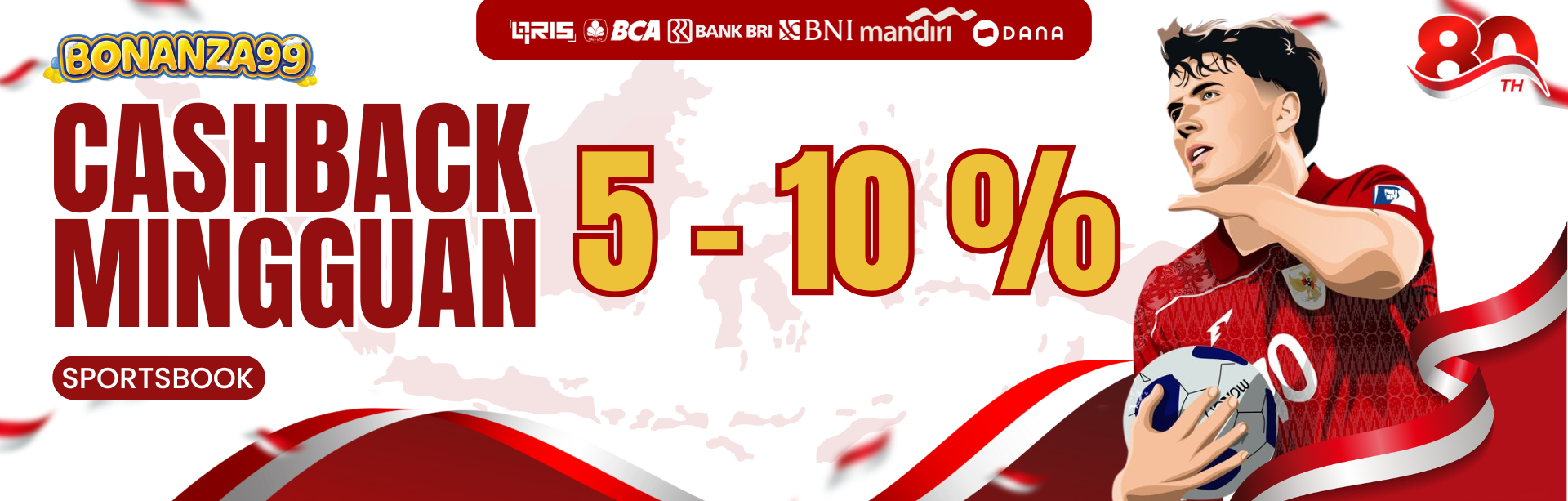 BONUS CASHBACK MINGGUAN 5% - 10% SPORTBOOK