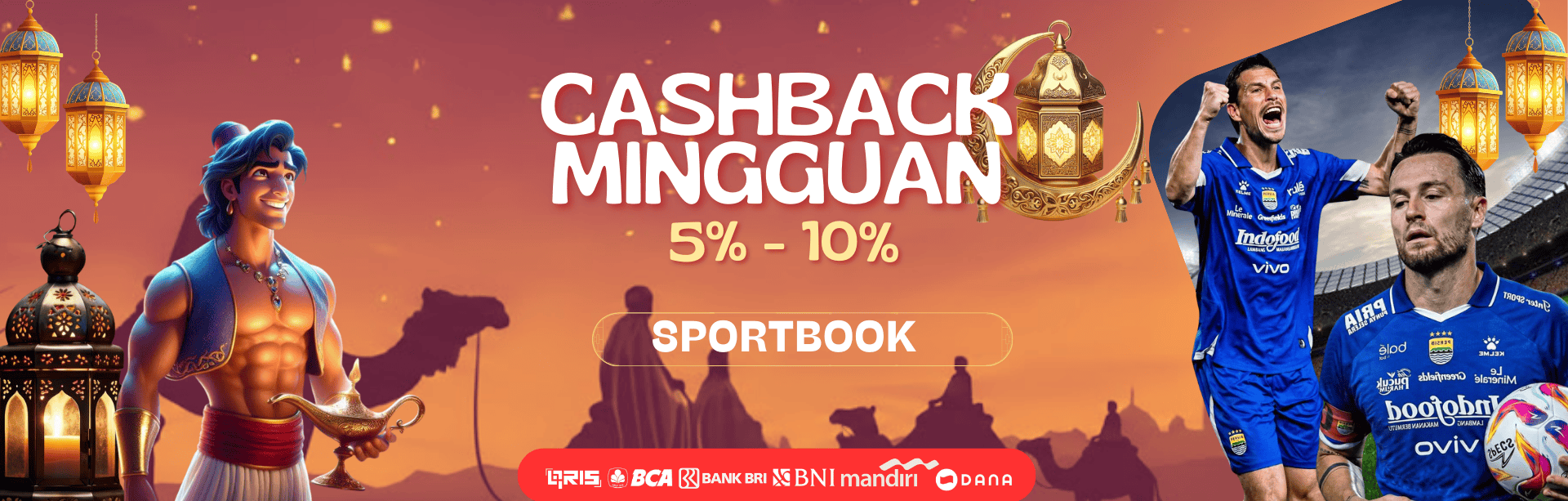 BONUS CASHBACK MINGGUAN 5% - 10% SPORTBOOK