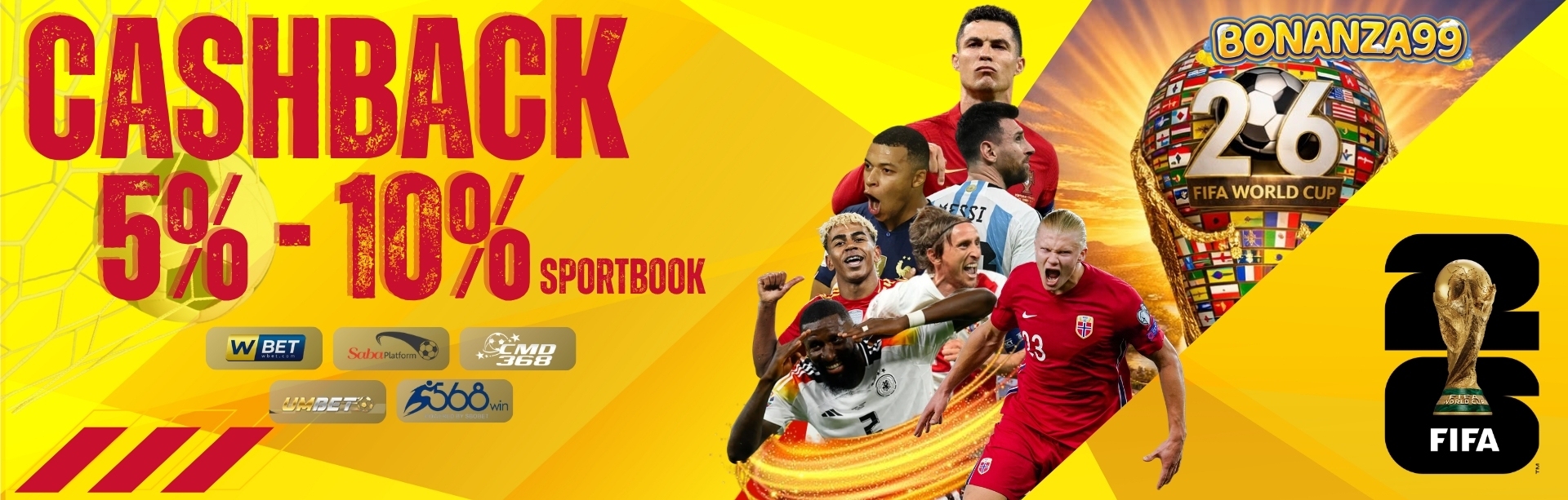 BONUS CASHBACK MINGGUAN 5% - 10% SPORTBOOK